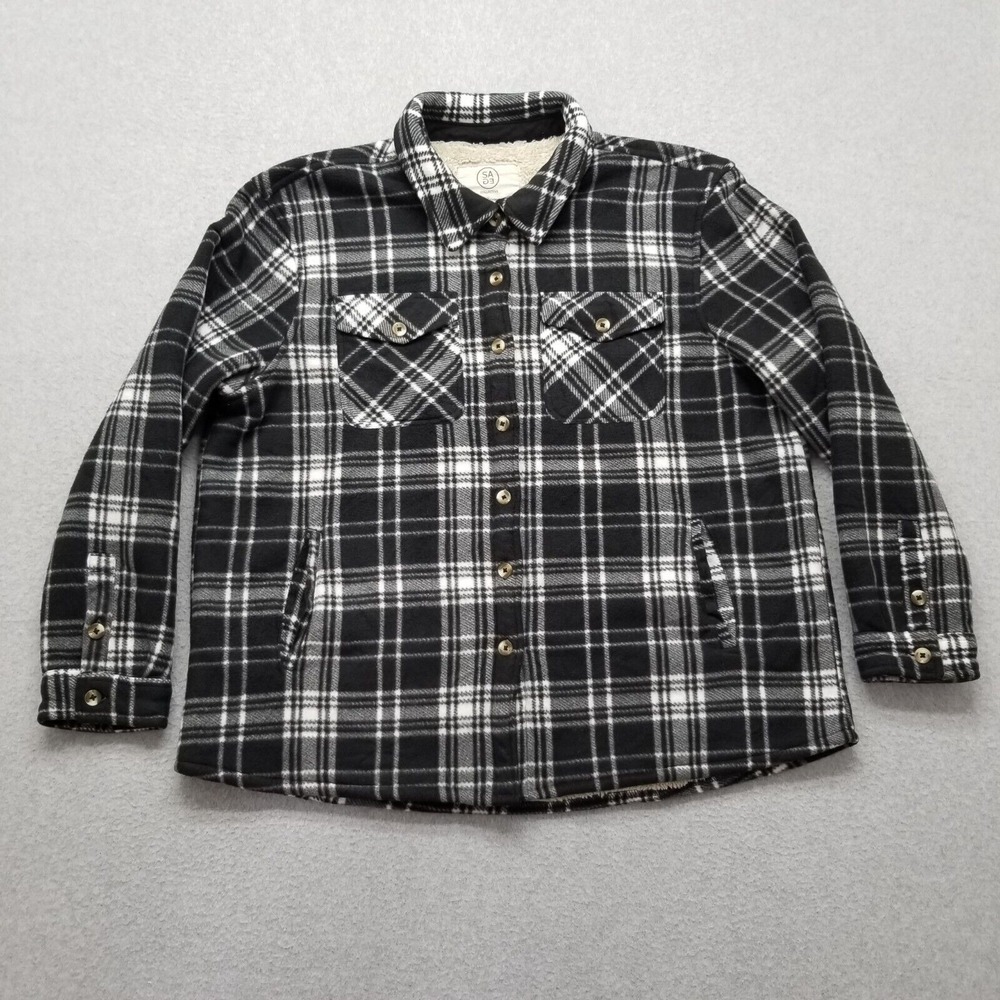 Sage Jacket‎ Womens 2XL Black White Plaid Button Up Pockets Outdoor Shaket